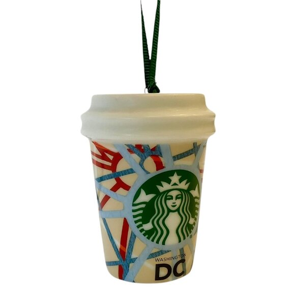 NEW Starbucks Ceramic Hot Coffee Cup Mermaid Logo Ornament Washington DC 2015 - Picture 4 of 12